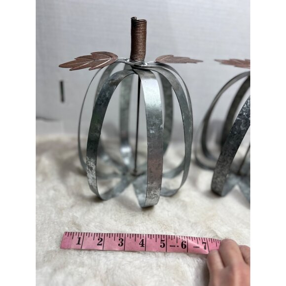 Galvanized Pumpkin decor lot of two fall decorations - Picture 4 of 6
